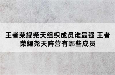 王者荣耀尧天组织成员谁最强 王者荣耀尧天阵营有哪些成员